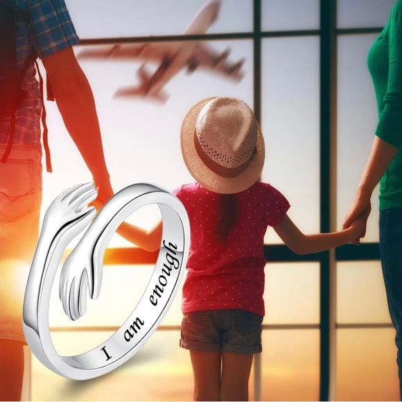 925 Sterling Silver Adjustable Hug Ring Come to My Arm Couple Hugging Rings - Picture 7 of 7